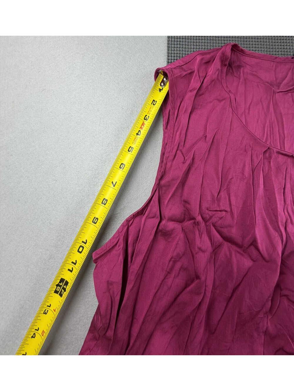 Talbots Woman Tank Top‎ 24W Pink Magenta Pleated Neck Stretch Satin Blouse Plus - Picture 6 of 7